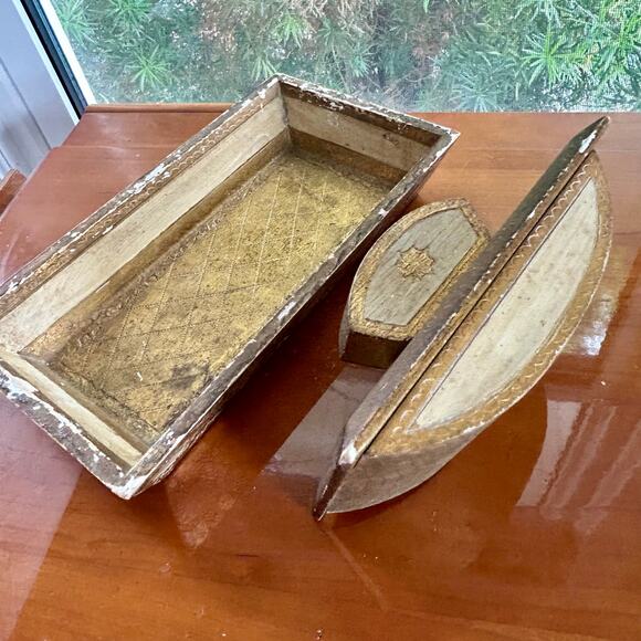 Vintage Florentine Gilt Rocking Blotter & Pen Tray – Italy - Picture 8 of 16